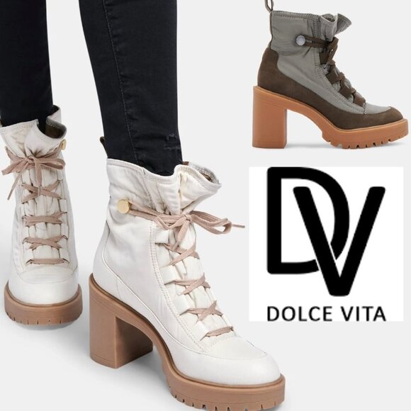NWOB $160 Dolce Vita Celida Leather & Textile High-Heeler Hiker - Multiple - Picture 1 of 5